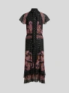 Etro Paisley-print Neck-tie Plisse Georgette Midi Dress In Black
