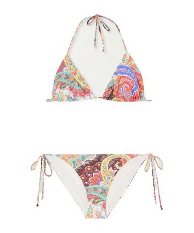 Etro Fine Strap Printed Swimsuit In White