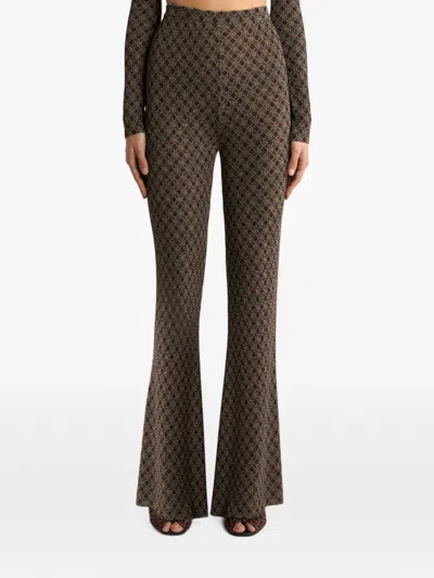 Etro Fit-and-flare Jacquard Trousers With Micro Diamond Motif In Brown