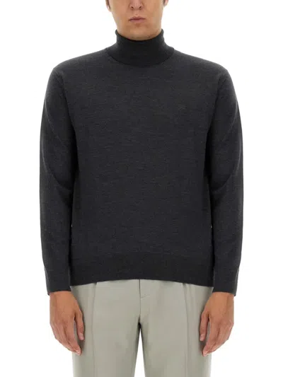 Etro Men Turtleneck With Embroidery In Gray