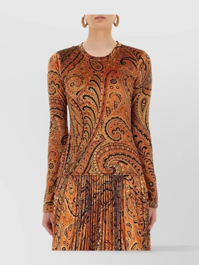 Etro Fitted Paisley Pattern Pleated Midi Top In Multi