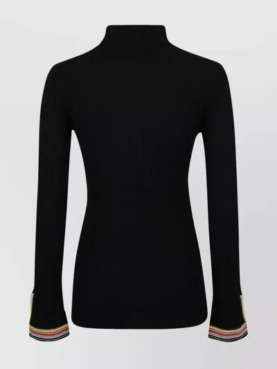Etro Fitted Ribbed Turtleneck Knit In Black