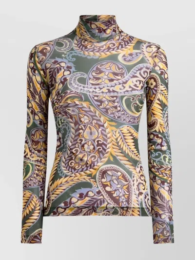 ETRO FITTED TURTLENECK TOP PAISLEY DESIGN