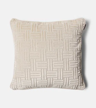 Etro Flag Monogram Corduroy Cushion In Neutral