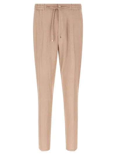 Etro Flamed Linen Joggers In Neutral