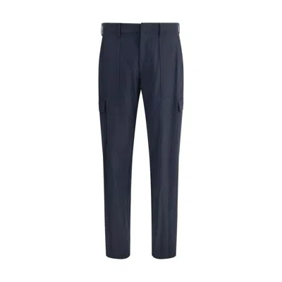 Etro Men Flannel Cargo Pants In Blue