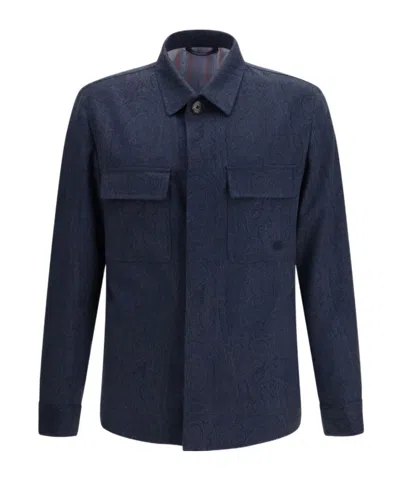 Etro Flap Pocket Shirt Jacket In Blue