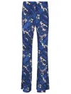 Etro Flared Leg Floral Pattern High Waist Trousers In Blue