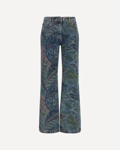 Etro Flare Pants With Paisley Ramage Motif In Multi