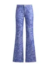 Etro Flared Denim Jeans With Paisley Pattern In Blue