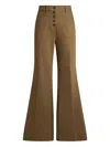 Etro Flared Denim Jeans With Pegaso Buttons In Brown