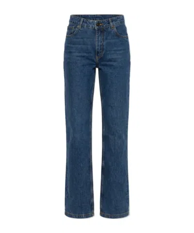 Etro Flared Denim Jeans With Pegaso Embroidery In Blue