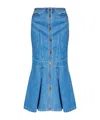 Etro Flared Denim Midi Skirt In Blue