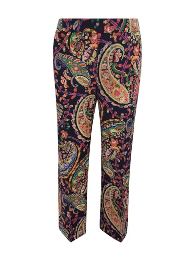 Etro Flared Floral Trousers In Multi