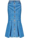 Etro Flared Denim Midi Skirt In 蓝色