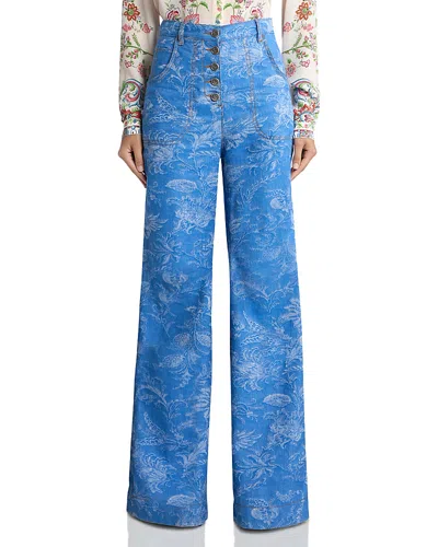 Etro Flared High Waisted Jeans In Multi/light Blue