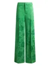 Etro Wide-leg Jacquard Trousers With Floral Motif In Green