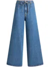 Etro Belted Wide-leg Crop Denim Trousers In Blue