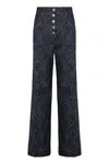 Etro Flared Jeans In Denim Jacquard In Black