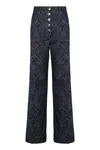 Etro Flared Jeans In Denim Jacquard In Black