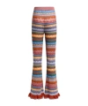 Etro Flared Knit Cotton Trousers With Stripes And Openwork In Multi