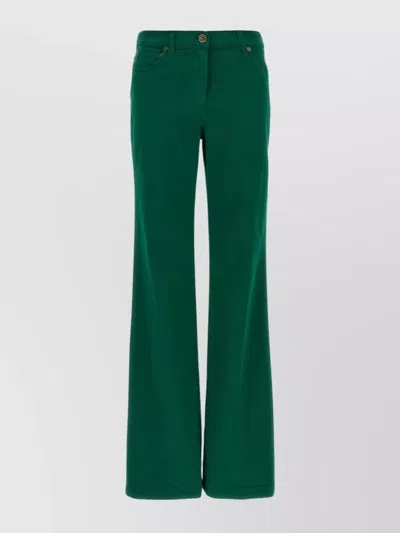 Etro Flared Leg Cotton Trousers In Green