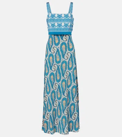 Etro Paisley-print Jersey Maxi Dress In Blue