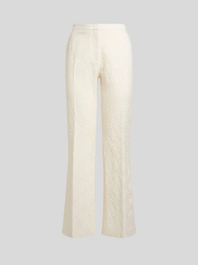 ETRO , FLARED PAISLEY JACQUARD TROUSERS, WOMAN, WHITE, SIZE 48