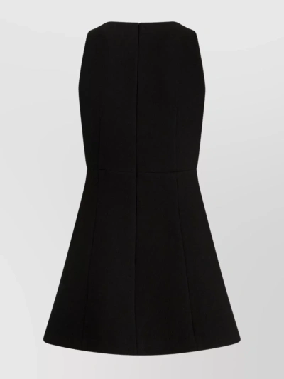 Etro Flared Skirt Knee Length Dress With Plunging V-neck In Black