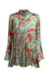 Etro Flared-sleeve Silk Button-up Blouse In Multi