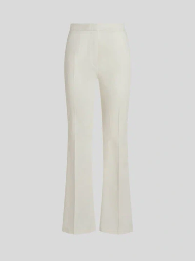 ETRO , FLARED STRETCH COTTON TROUSERS, WOMAN, WHITE, SIZE 48