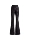 Etro Flared Trousers In Chenille Jacquard With Paisley Foliage Motif In Black