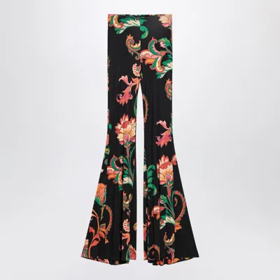 Etro Flared Trousers With Floral Pattern Women In Multicolor