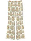 Etro Flared High Waist Full Length Trousers In Neutrals