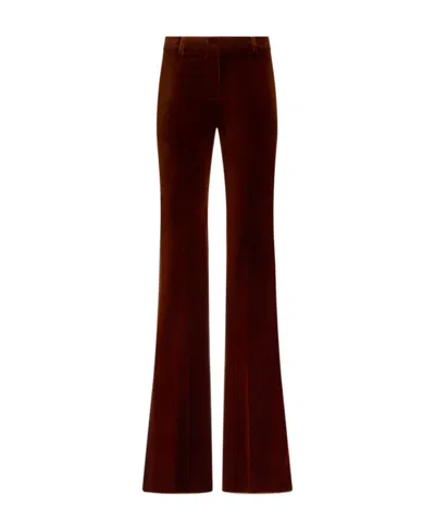 Etro Flared Velvet Trousers In Brown