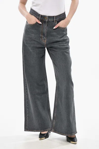 Etro Flared Wide-leg Jeans In Gray