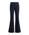 Etro Flared Wool-blend Tricotine Trousers In Blue