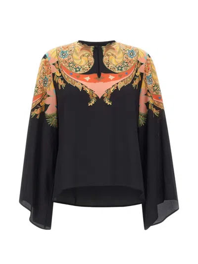 Etro Flared-sleeve Paisley Blouse In Black