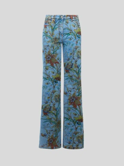 Etro , Flare-jeans Aus Denim Aus Baumwolle Mit Floralem Motiv, Damen, Hellblau, Grösse 24