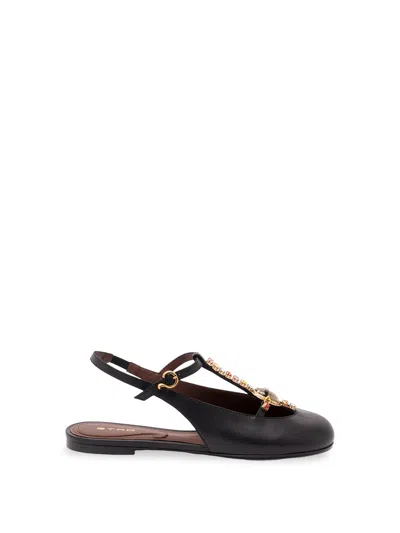Etro Flat Slingbacks In Black