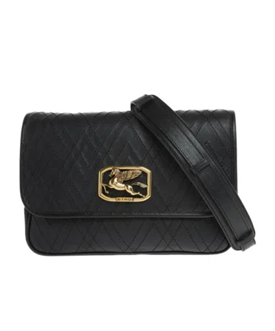 Etro Flip Shoulder Bag In Black