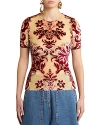 Etro Patterned-jacquard Tulle T-shirt In Multicolor