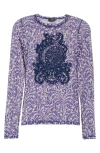 Etro Blue Top With Front Detail Snd Semi-transparent Design In Printed Blue Base