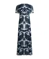 Etro Flocked Tulle Sheath Dress In Navy Blue