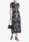 Etro Flocked Tulle Sheath Dress In Blue