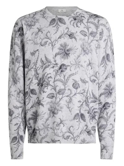 Etro Flora- Motif Sweater In Gray