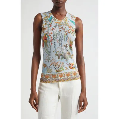 Etro Flora & Fauna Silk & Cashmere Sweater Tank In Multi