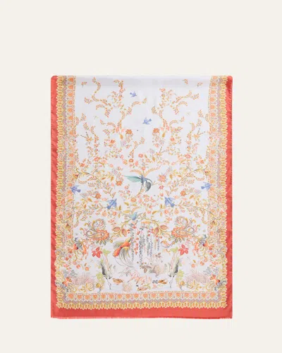 Etro Flora And Fauna Silk Scarf In White