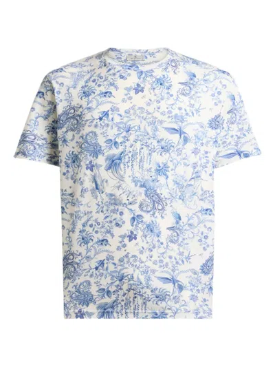 Etro Flora Fauna Motif Cotton T-shirt In White