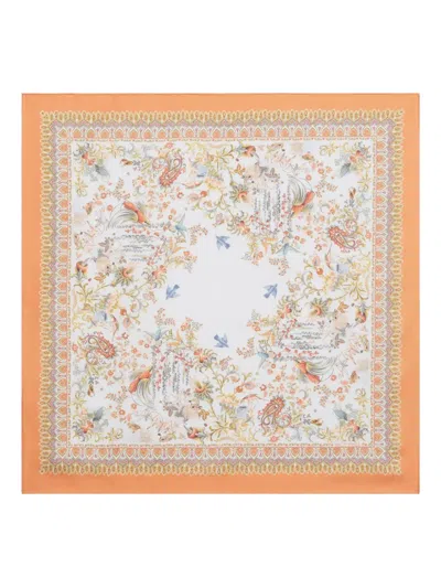 Etro Flora-fauna Motif Silk Scarf In White